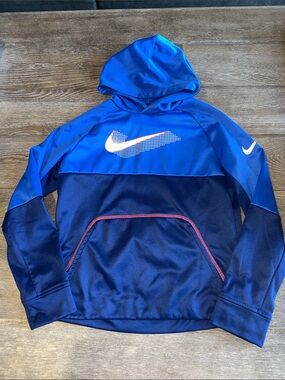 Nike Two-Tone Blue Youth Hooded Pullover with White and Pink Swoosh